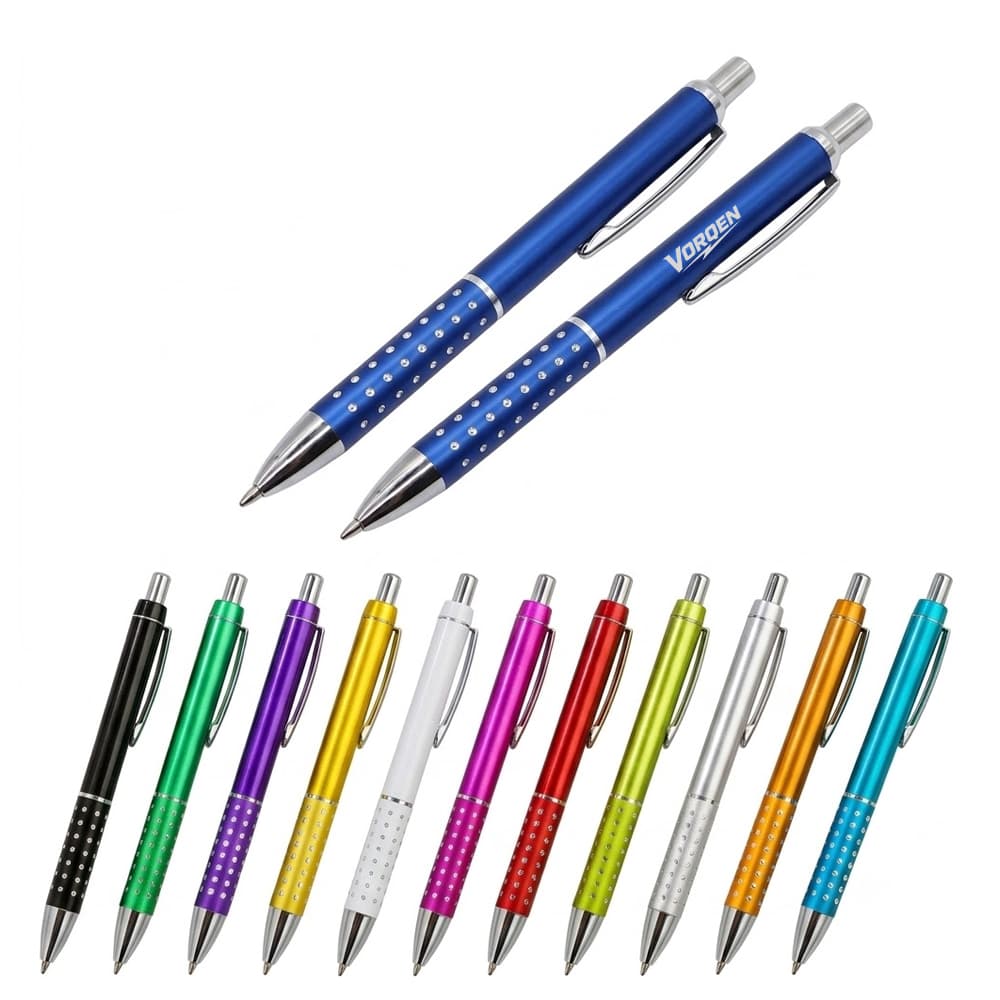 Rhinestone Accented Retractable Ballpoint Pen