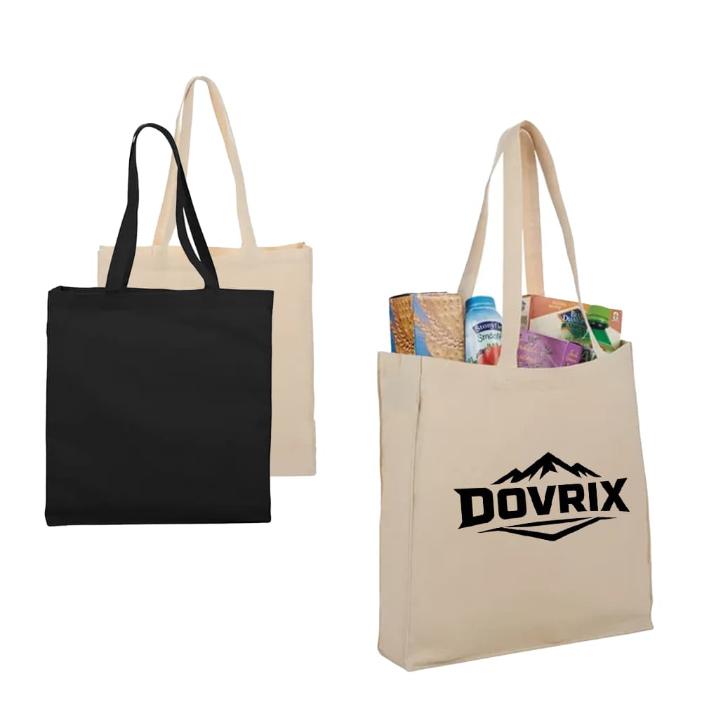 12 Oz Canvas Tote Bag w/ Contrast Handles & Gusset